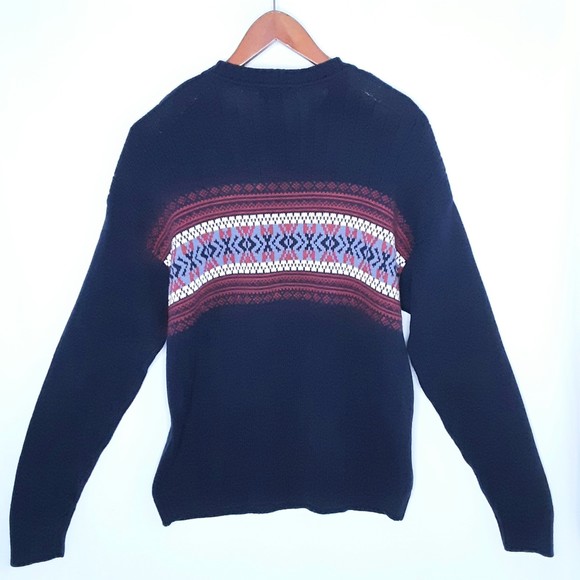 Dockers Mens Vintage Sweater Pullover Fair Isle Navy Blue Red & White Size XL - Picture 4 of 6